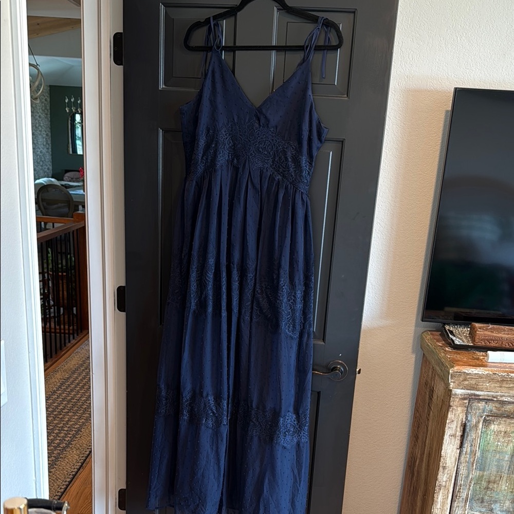 Aqua Navy Blue Maxi Dress